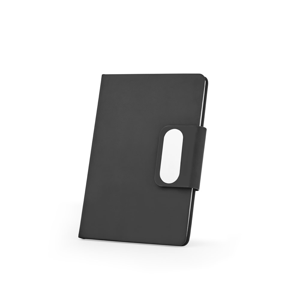 GARRETT. Set comprising 1 ballpoint pen and 1 notepad, made from PU and stainless steel