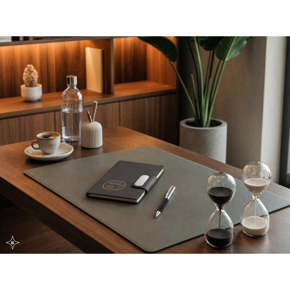 GARRETT. Set comprising 1 ballpoint pen and 1 notepad, made from PU and stainless steel