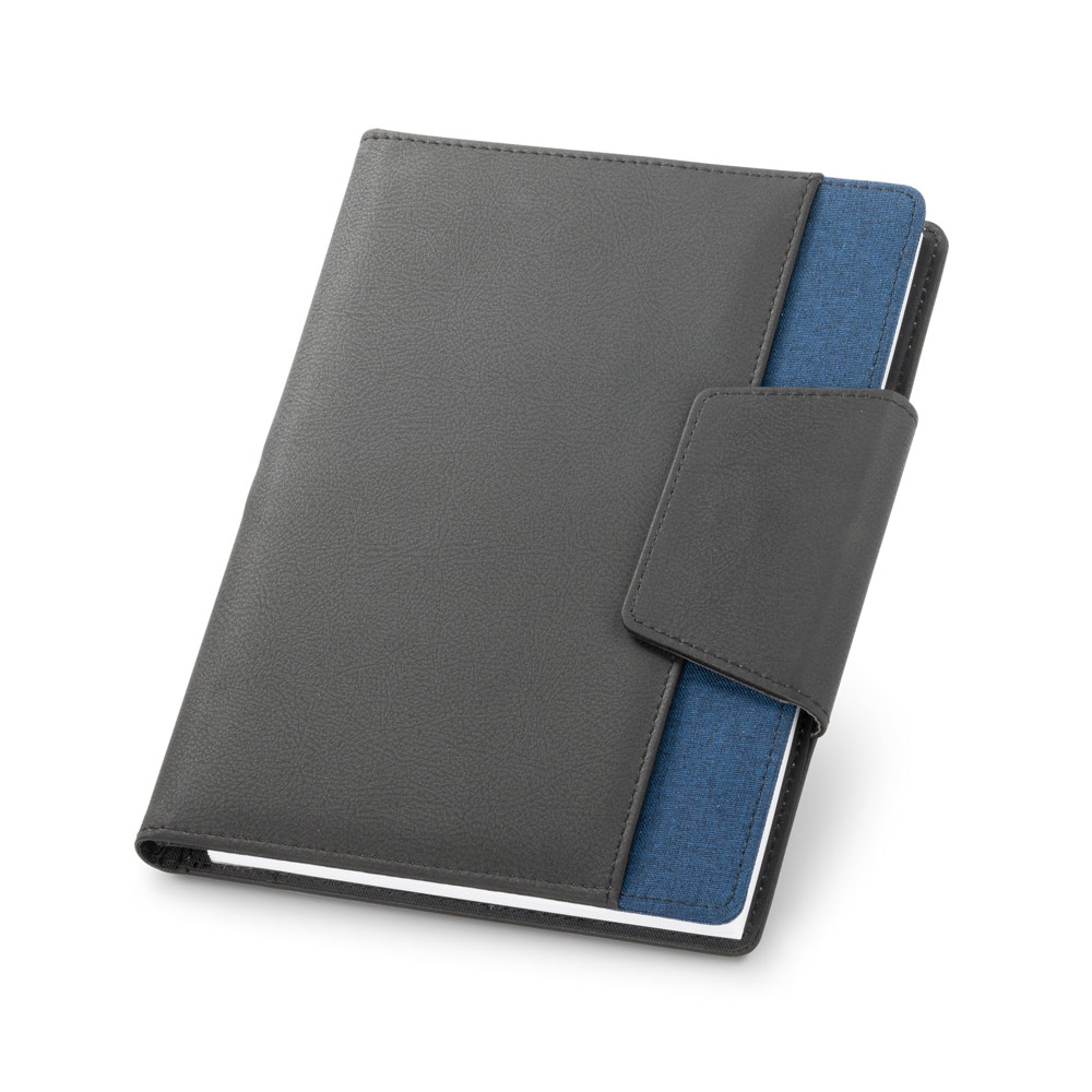 RUSSEL. PU and polyester fabric cover with A5 notebook with plain pages