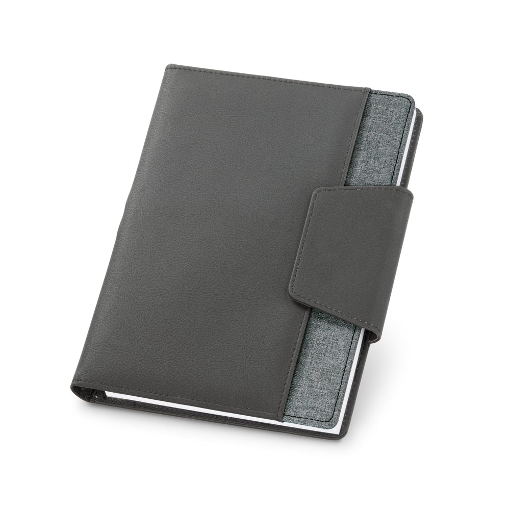 RUSSEL. PU and polyester fabric cover with A5 notebook with plain pages