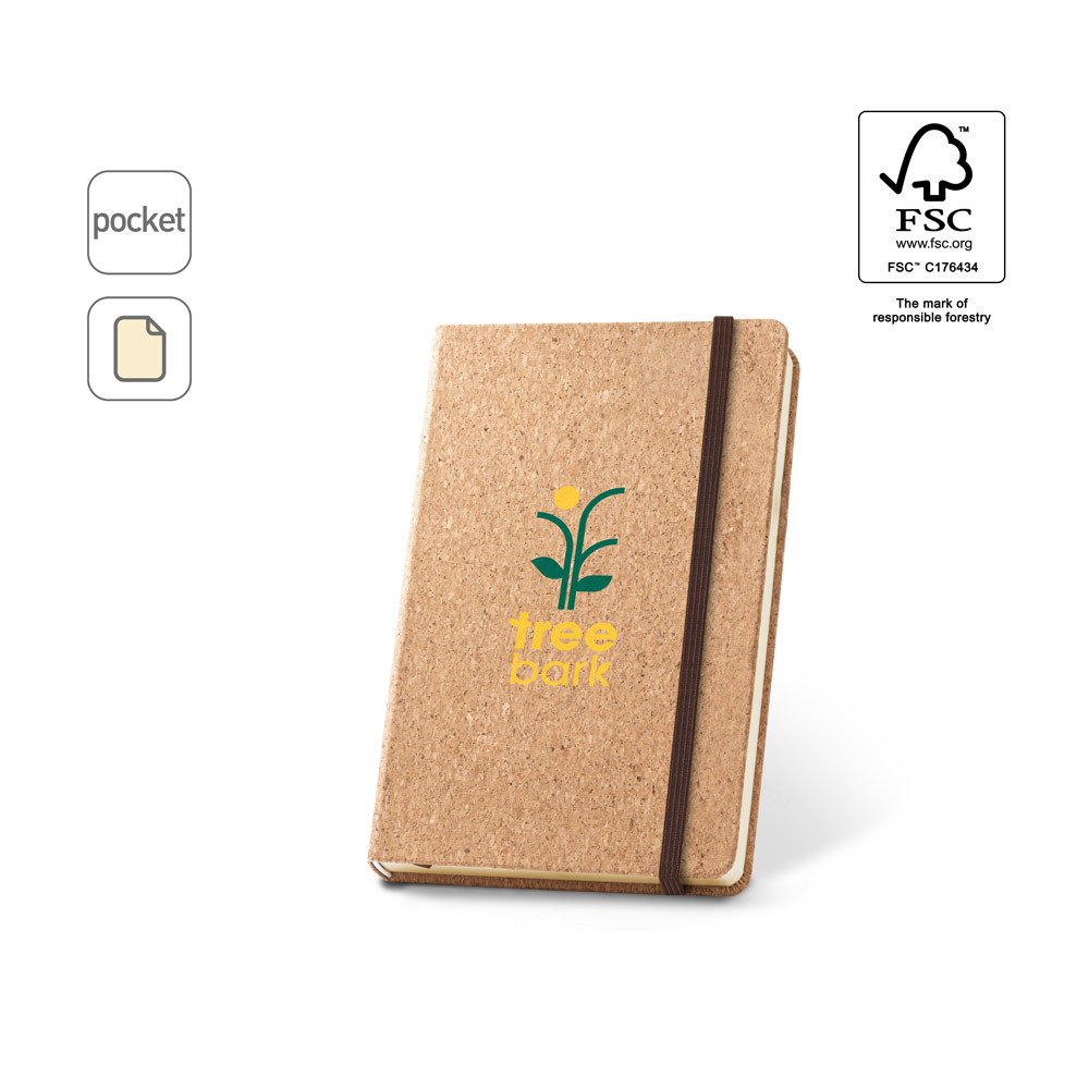 HAWKINS. Pocket cork notebook with 160 plain pages