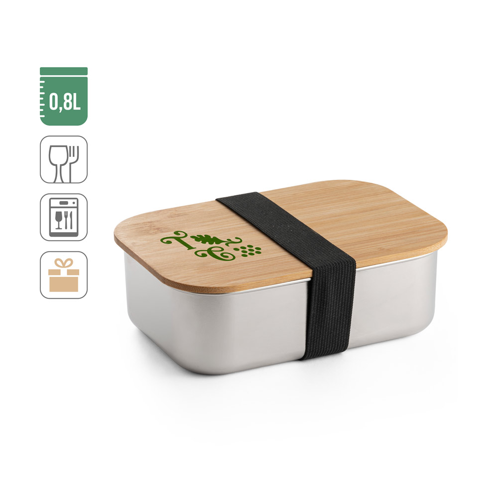 SHINO. Lunch Box. Stainless steel lunch box with bamboo lid