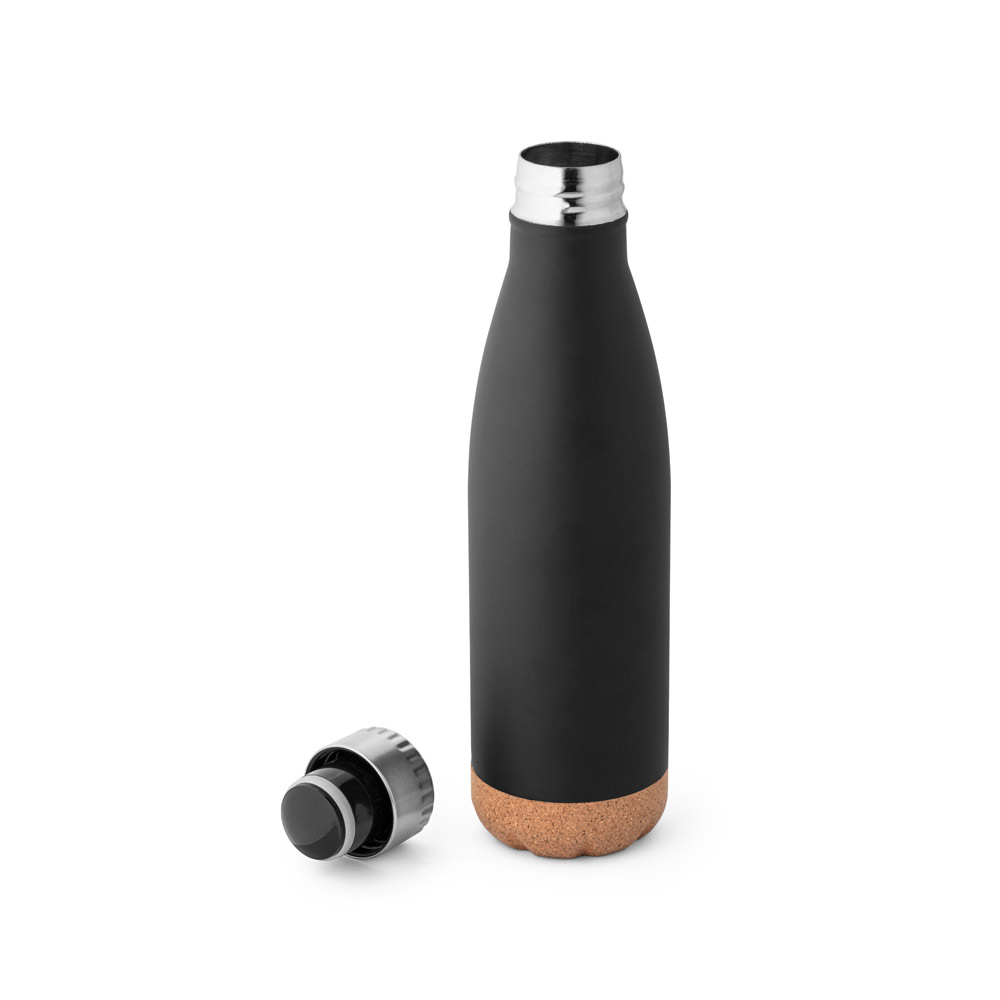 SOLBERG. Stainless steel thermos and cork base 560 mL