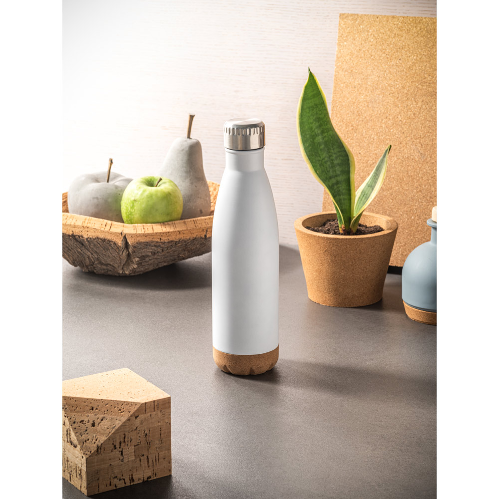 SOLBERG. Stainless steel thermos and cork base 560 mL