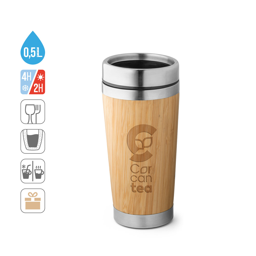 PIETRO. Bamboo and stainless steel travel cup 500 mL