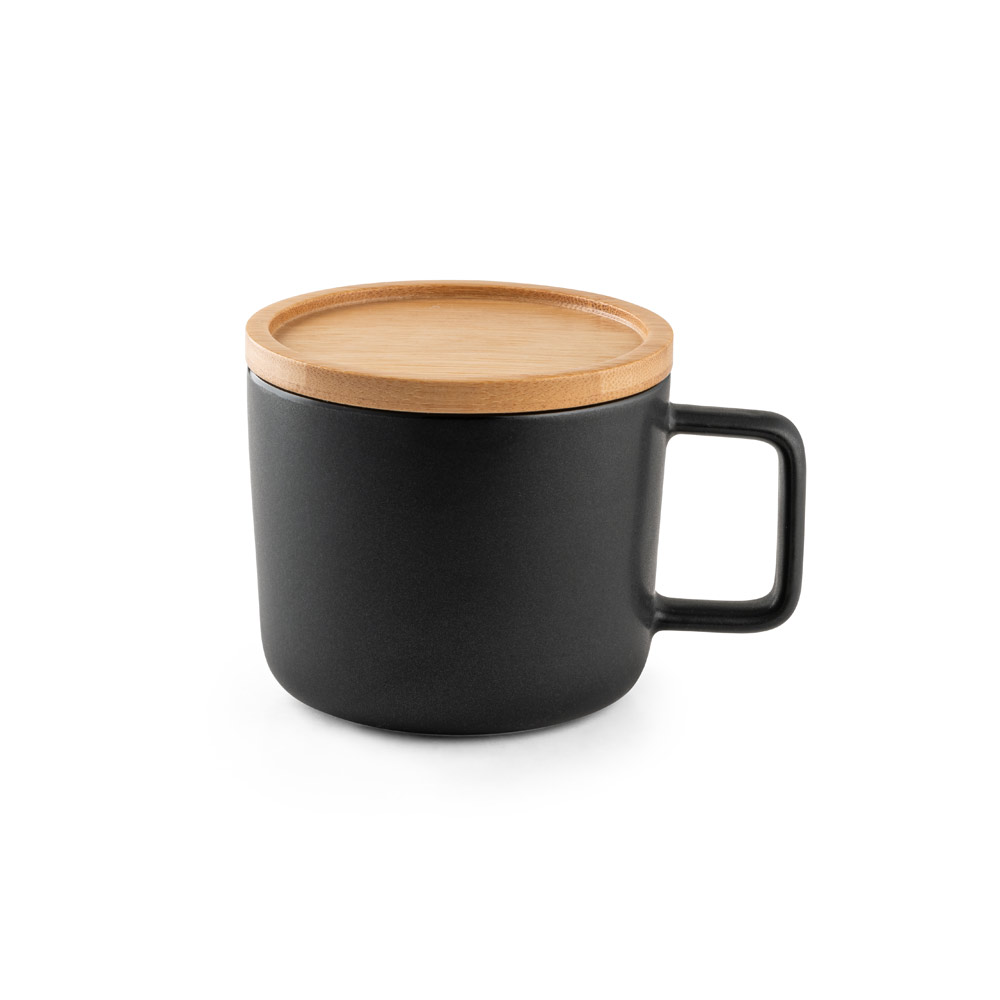 FANGIO. 220 mL ceramic mug with lid and bamboo base