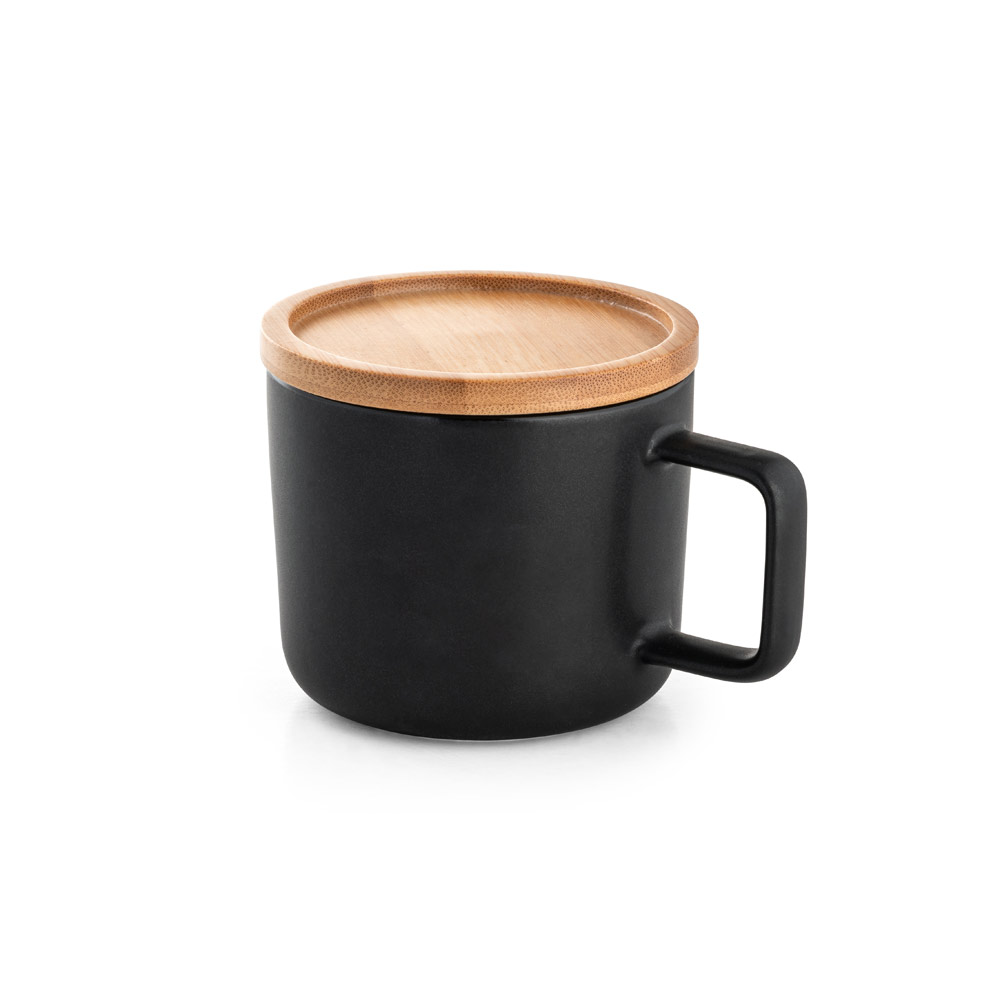 FANGIO. 220 mL ceramic mug with lid and bamboo base