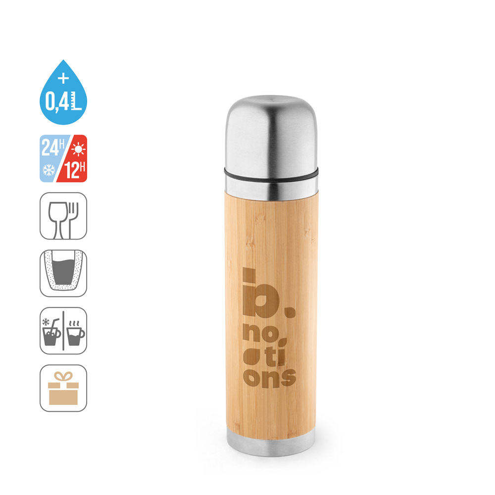 CEYLON. Bamboo and stainless steel thermos 450 mL