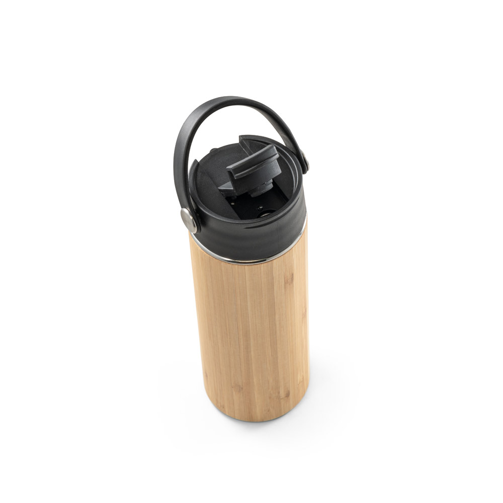 LAVER. Thermos bottle in bamboo, stainless steel and PP 440 mL