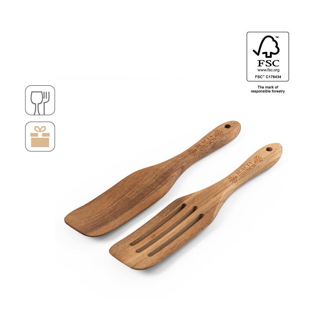BATALI. Set of two cutlery sets in acacia wood