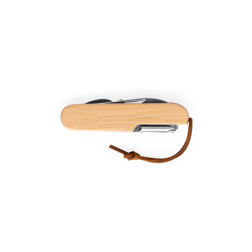 RYKER. Multifunctional bamboo and stainless steel pocket knife with PU handle