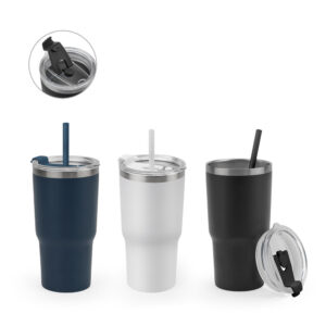 JOYNER M. Compact stainless steel travel cup (91% recycled) with vacuum insulated double wall and matt finish 600 mL