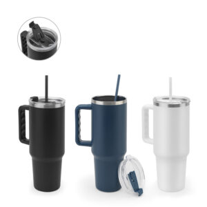 JOYNER XL. Large stainless steel travel cup (91% recycled) with vacuum insulated double wall and a matt finish 1300 mL