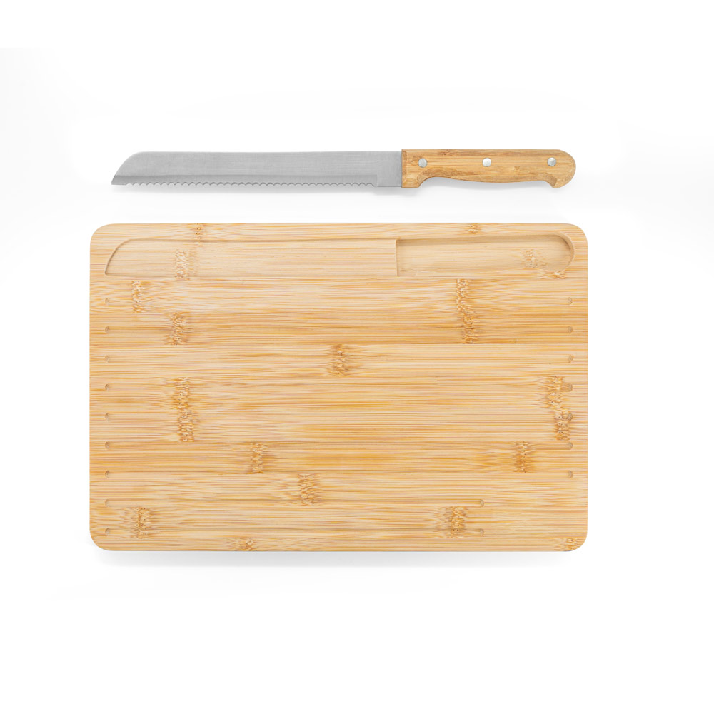 CATCHER. Bamboo bread board with knife included