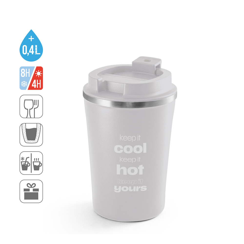 PHELPS CERAMIC. Stainless steel travel mug with ceramic interior finish 470 mL