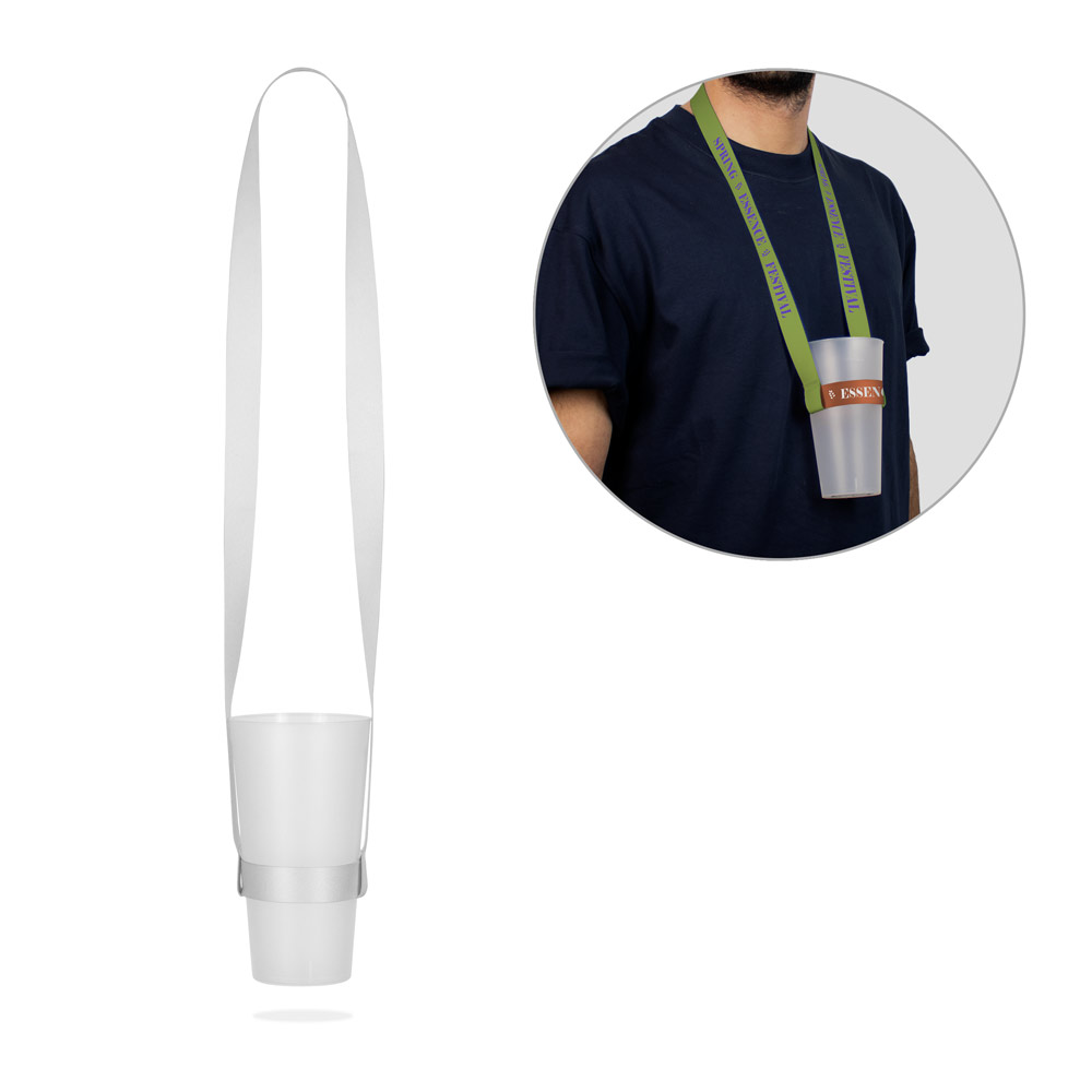 BRADFORD. SET Lanyard SUBLIMATION Long II (20 mm) Duo in recycled polyester (100% rPET) with sublimation lanyard Cup Holder