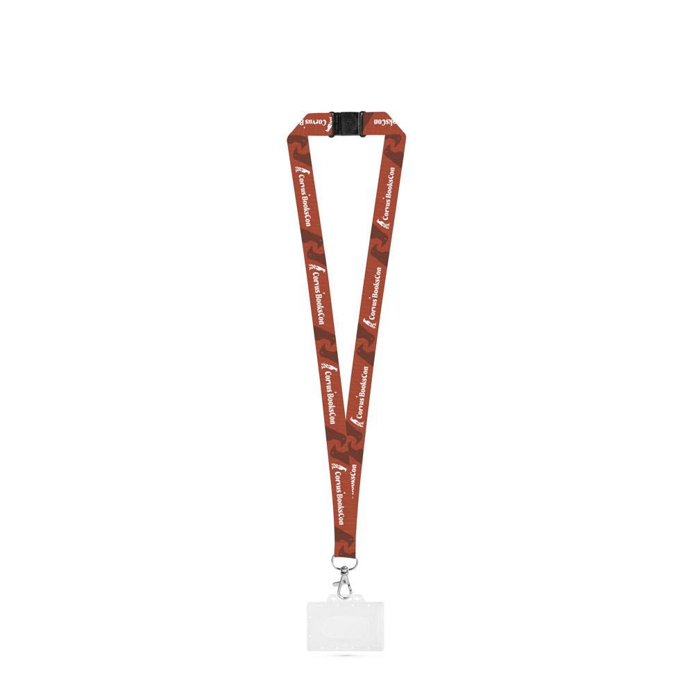 BARNSLEY. SET Lanyard SUBLIMATION Long II (20 mm) in recycled polyester (100% rPET) with Hook Trigger Snap 20 mm safety lock and rigid ID badge / card holder 91 x 68 mm