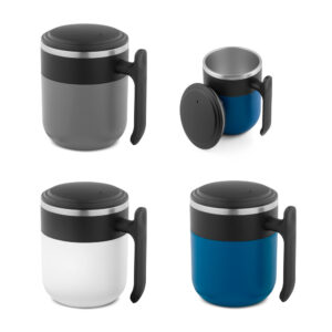 MALDINI. Travel mug with a stainless steel interior and a matt finish, 400 mL