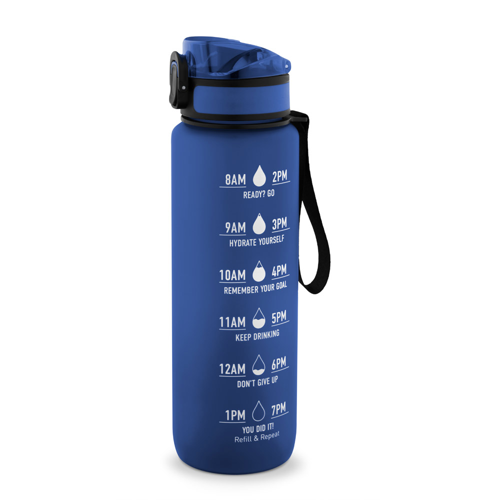 ERIKSSON. Bottle made from recycled PET (100% rPET), featuring motivational phrases and time markings to encourage you to drink water