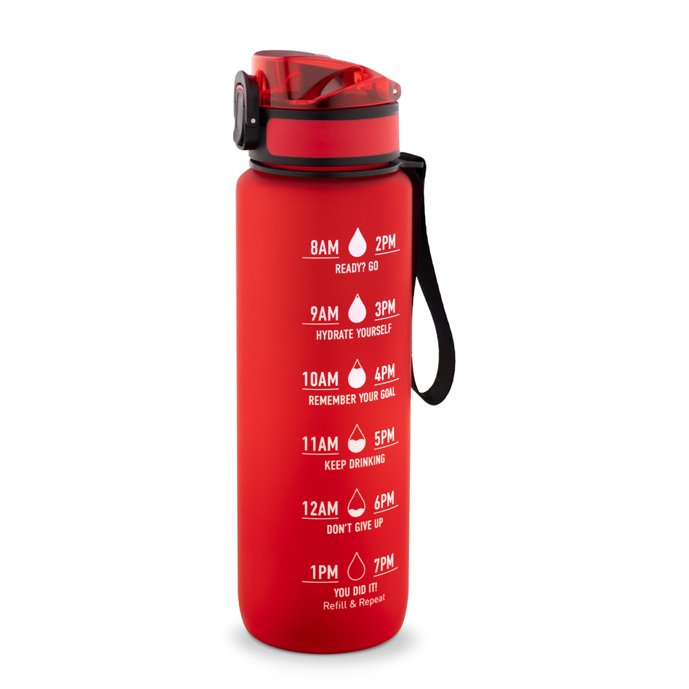 ERIKSSON. Bottle made from recycled PET (100% rPET), featuring motivational phrases and time markings to encourage you to drink water