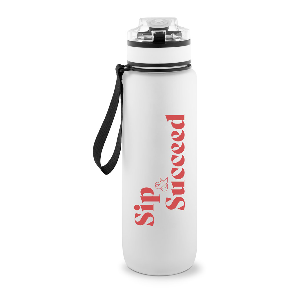 ERIKSSON. Bottle made from recycled PET (100% rPET), featuring motivational phrases and time markings to encourage you to drink water