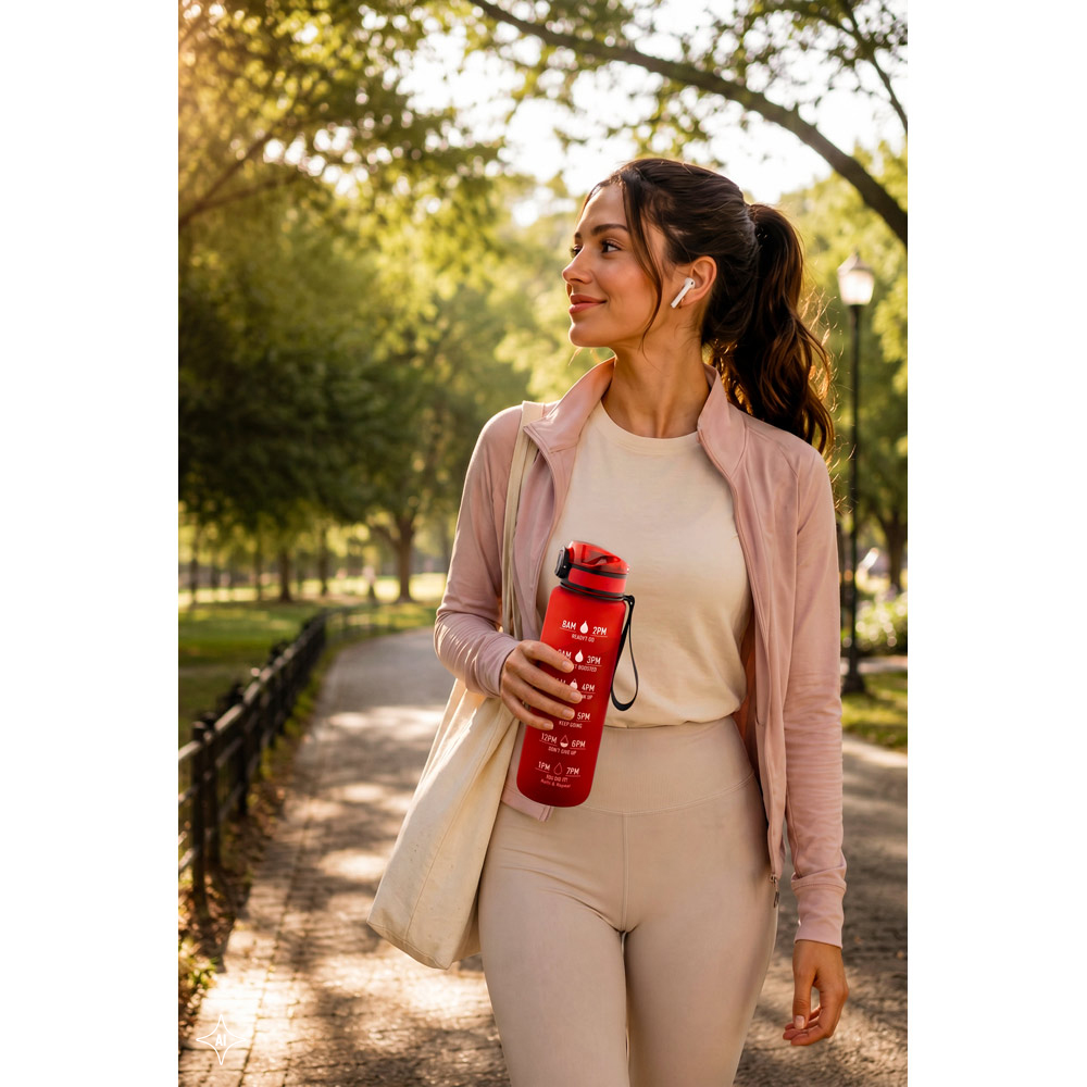 ERIKSSON. Bottle made from recycled PET (100% rPET), featuring motivational phrases and time markings to encourage you to drink water