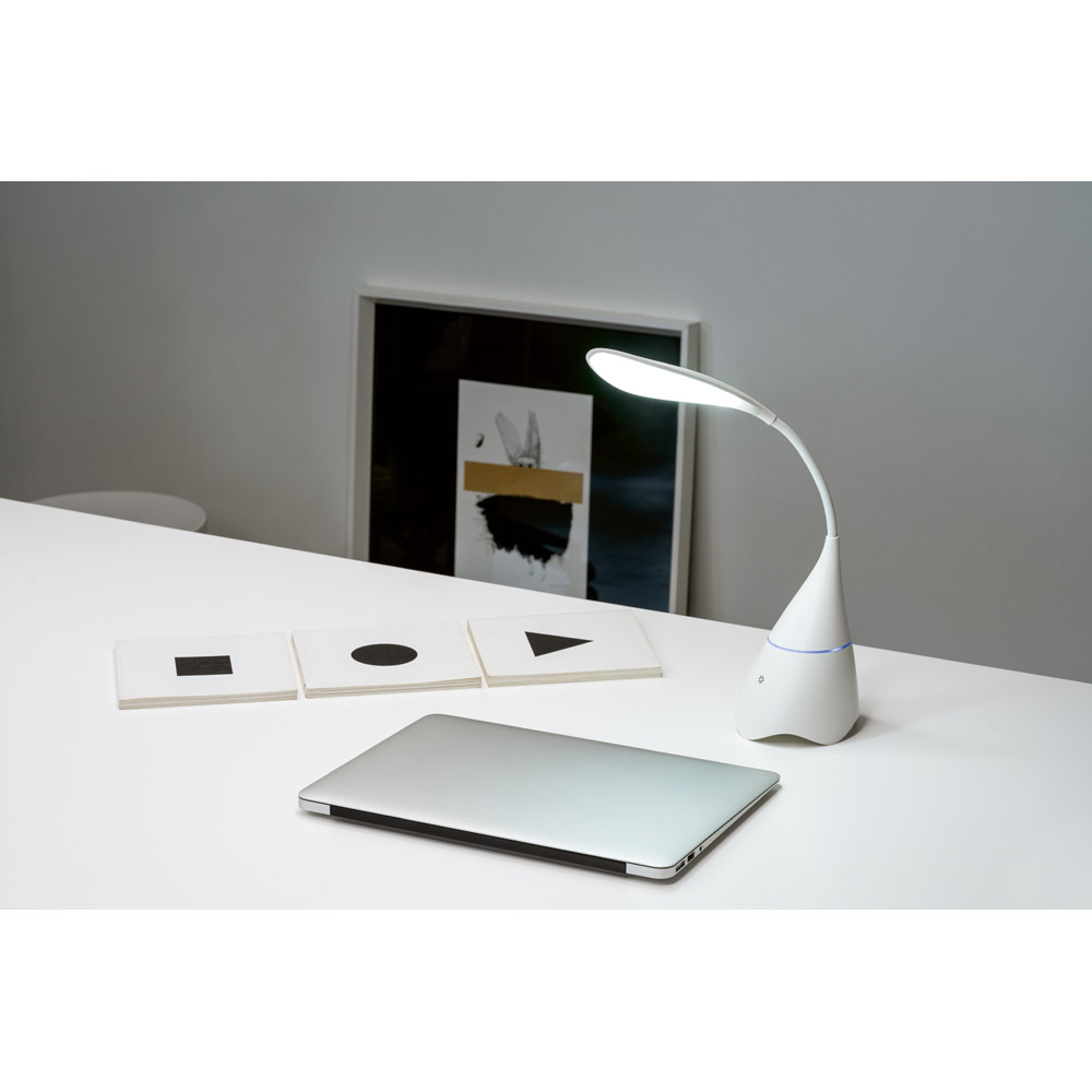 GRAHAME. Portable desk lamp with speaker and 5-hour battery life in recycled ABS (100% rABS)