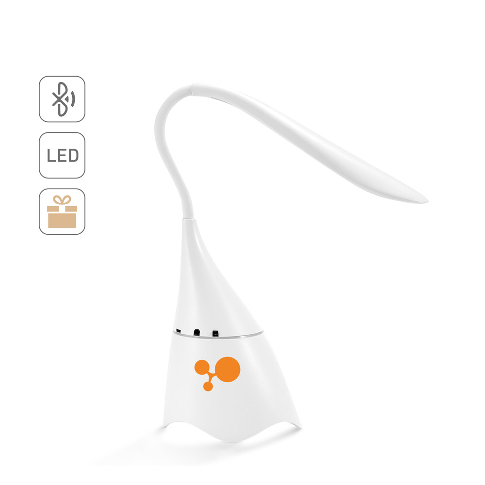 GRAHAME. Portable desk lamp with speaker and 5-hour battery life in recycled ABS (100% rABS)