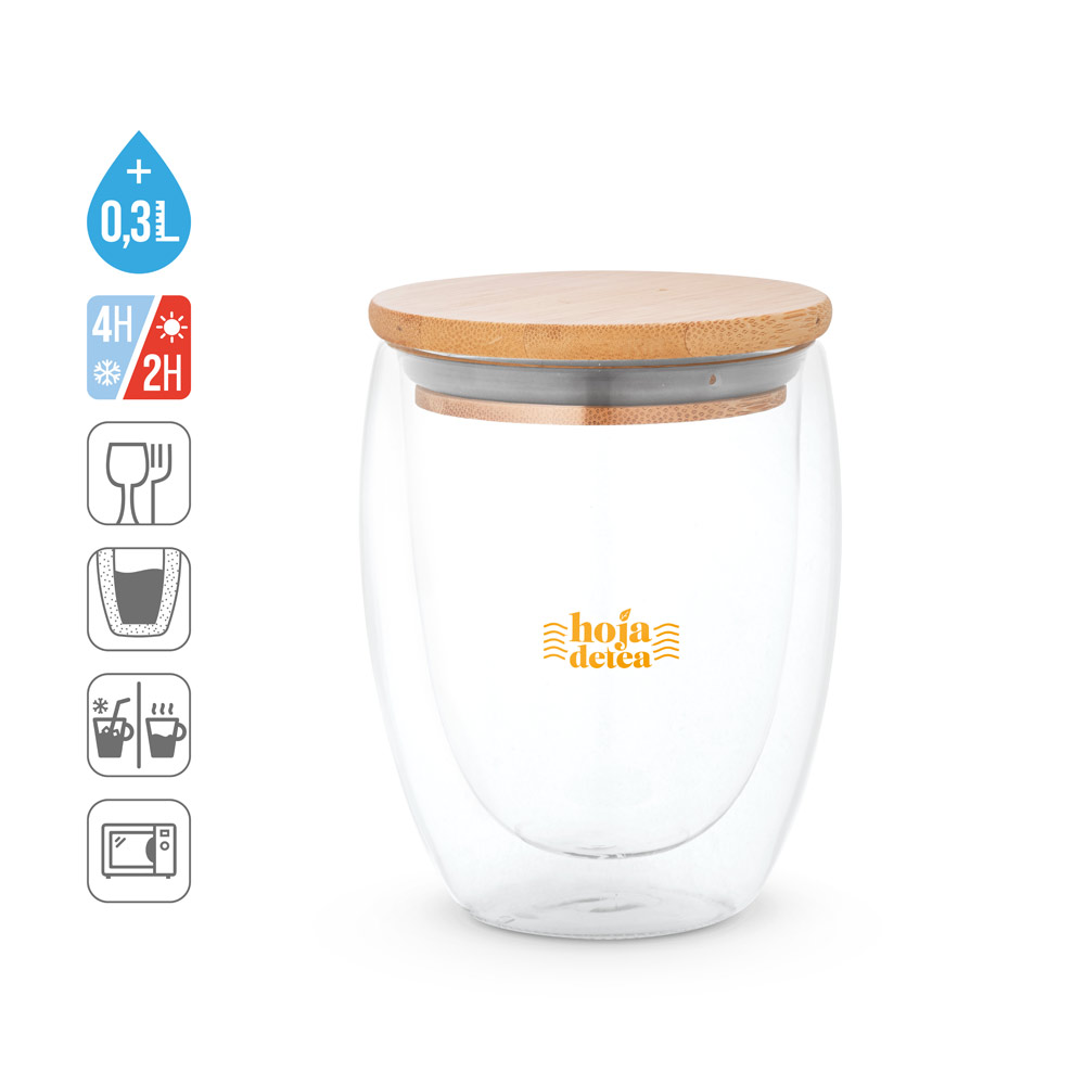 ECUADOR L. Borosilicate glass travel cup 350 mL