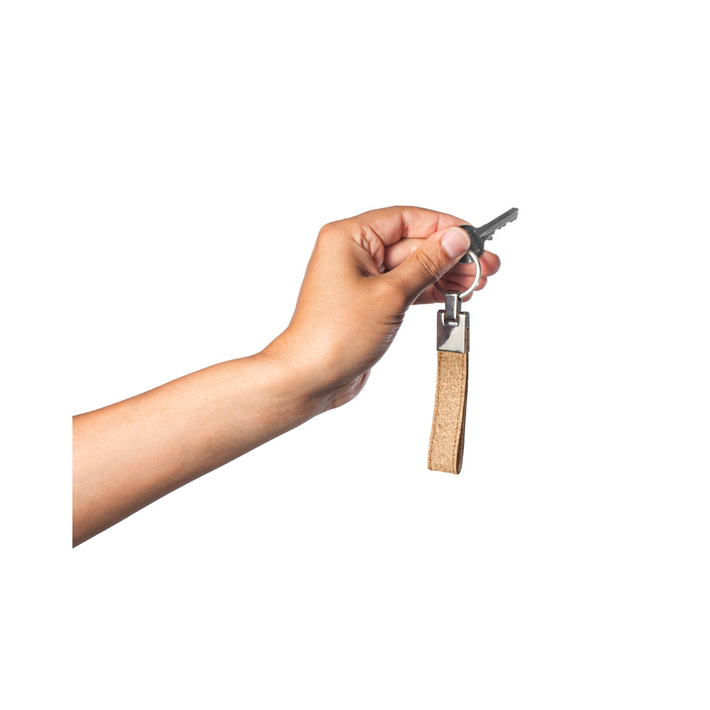 EVANS. Set consisting of a ballpoint and key ring, both in metal and cork