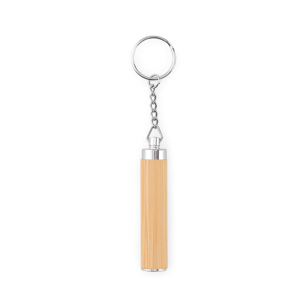 RACHEL. Bamboo and ABS key ring with LED torch