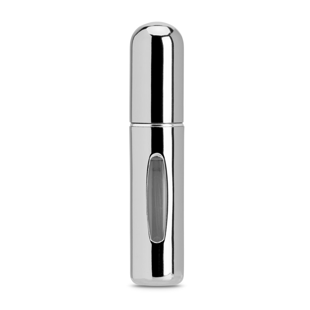 LINDEN. Aluminum refillable perfume atomizer designed for easy refilling