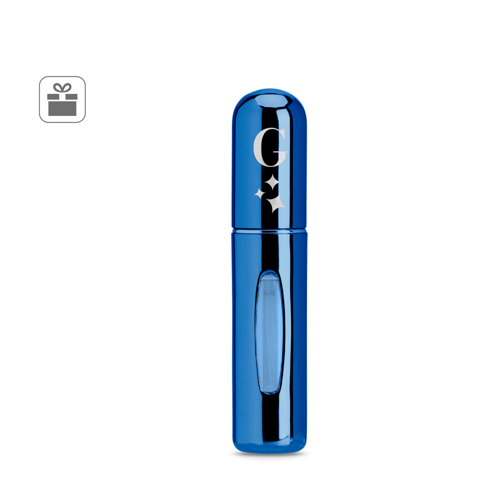 LINDEN. Aluminum refillable perfume atomizer designed for easy refilling