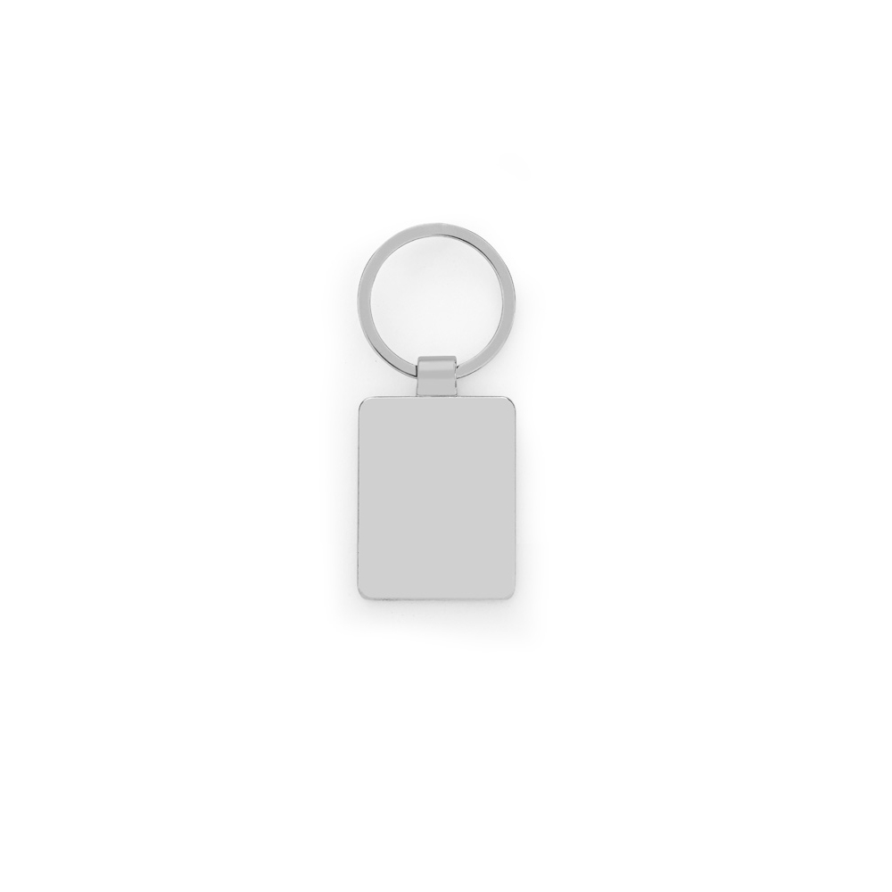 GASTON RECTANGULAR. Rectangular iron keychain in zinc and bamboo