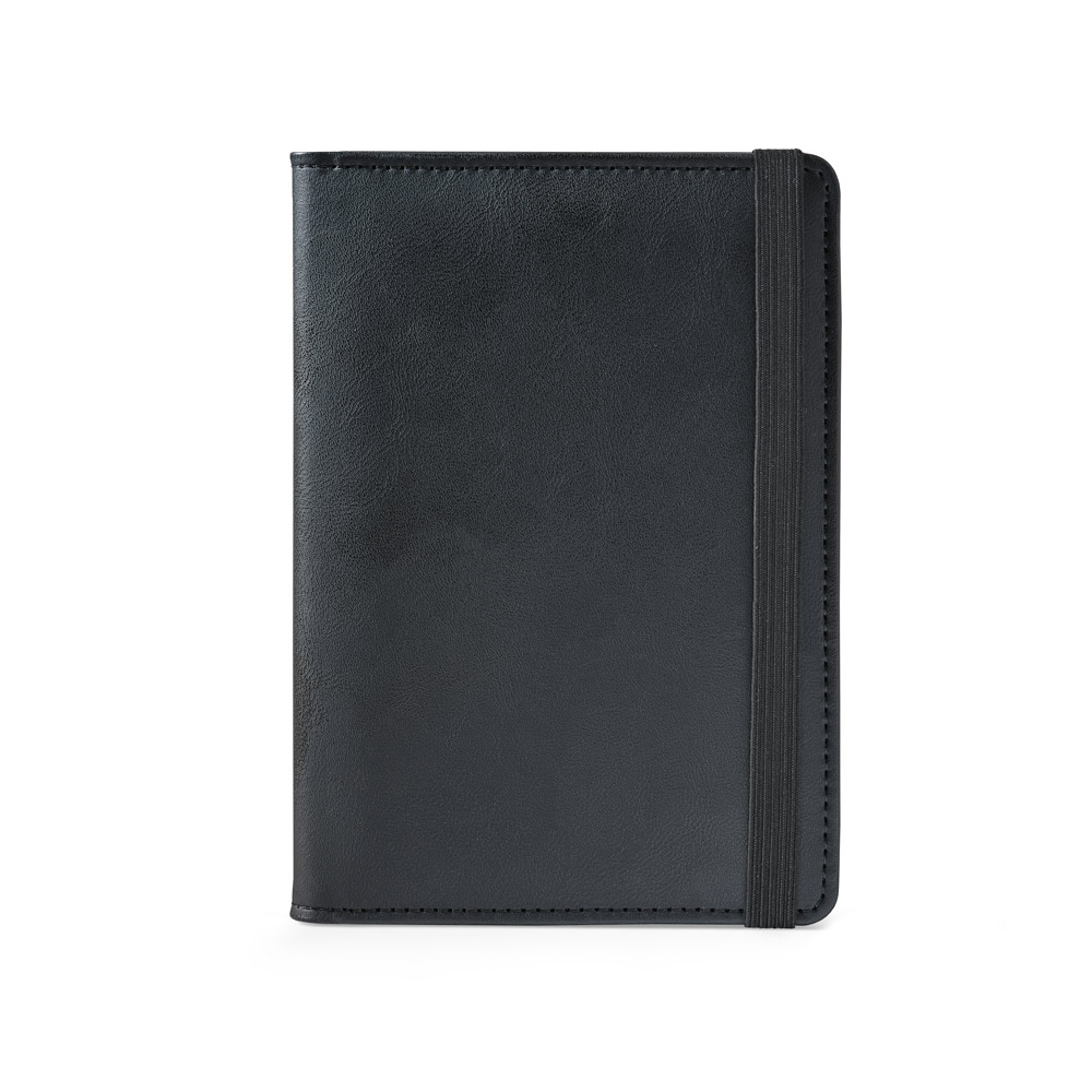 BRAM. PU passport holder with an elasticated closure and multiple pockets