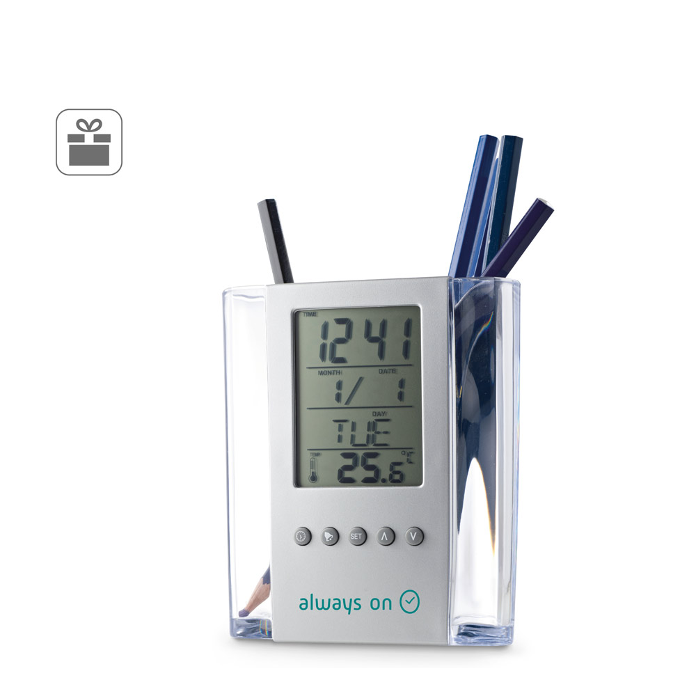 EDEM. Multifunctional digital desk clock with pen holder