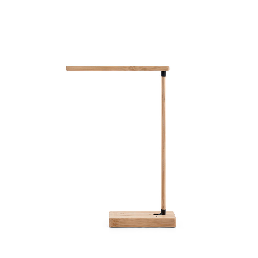 MOREY. Folding desk lamp with 15W superfast wireless charger in bamboo