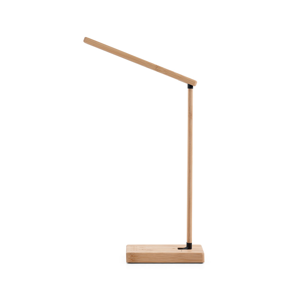 MOREY. Folding desk lamp with 15W superfast wireless charger in bamboo