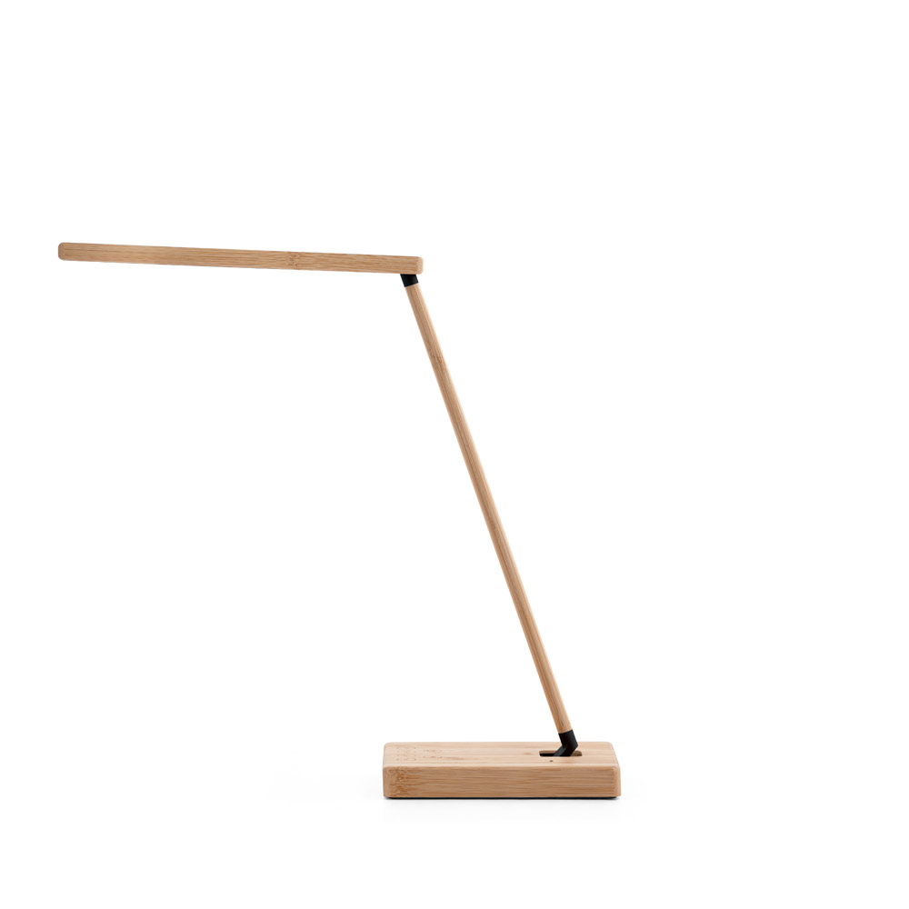 MOREY. Folding desk lamp with 15W superfast wireless charger in bamboo