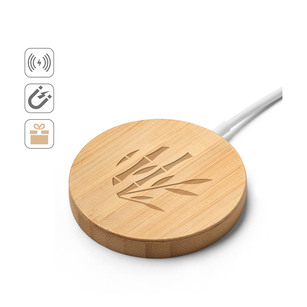 DAIMLER. 15W superfast wireless magnetic charger in bamboo