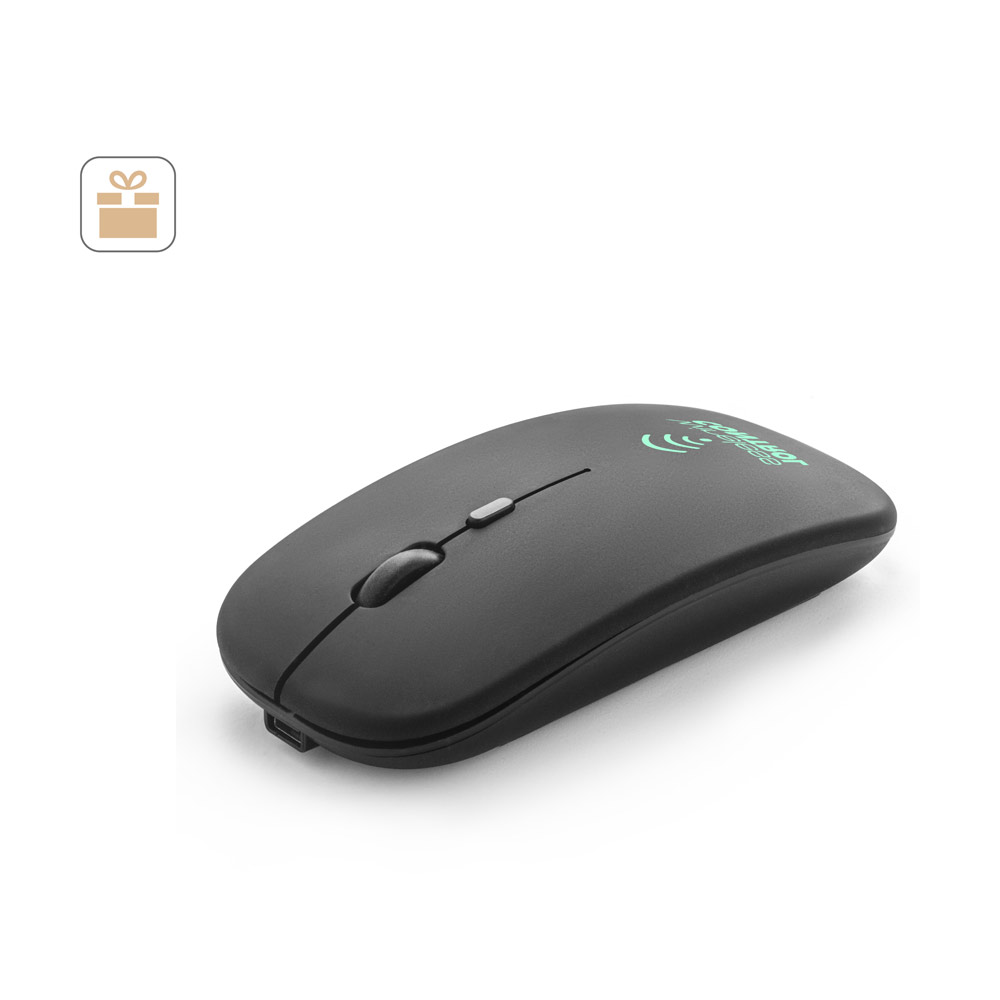 KHAN. Wireless mouse with 500mAh battery in recycled ABS (100% rABS)