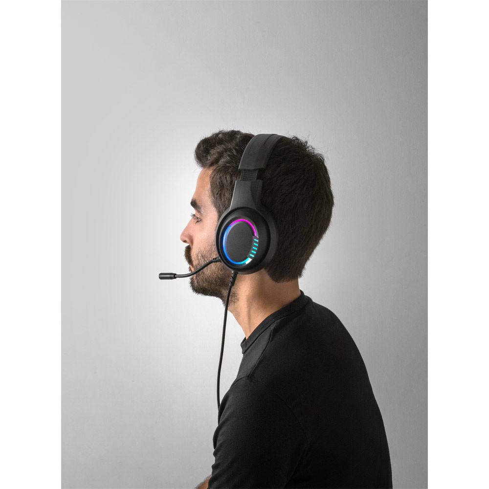 Thorne Headset RGB. ABS gaming headphones with cable, microphone and RGB LED lights