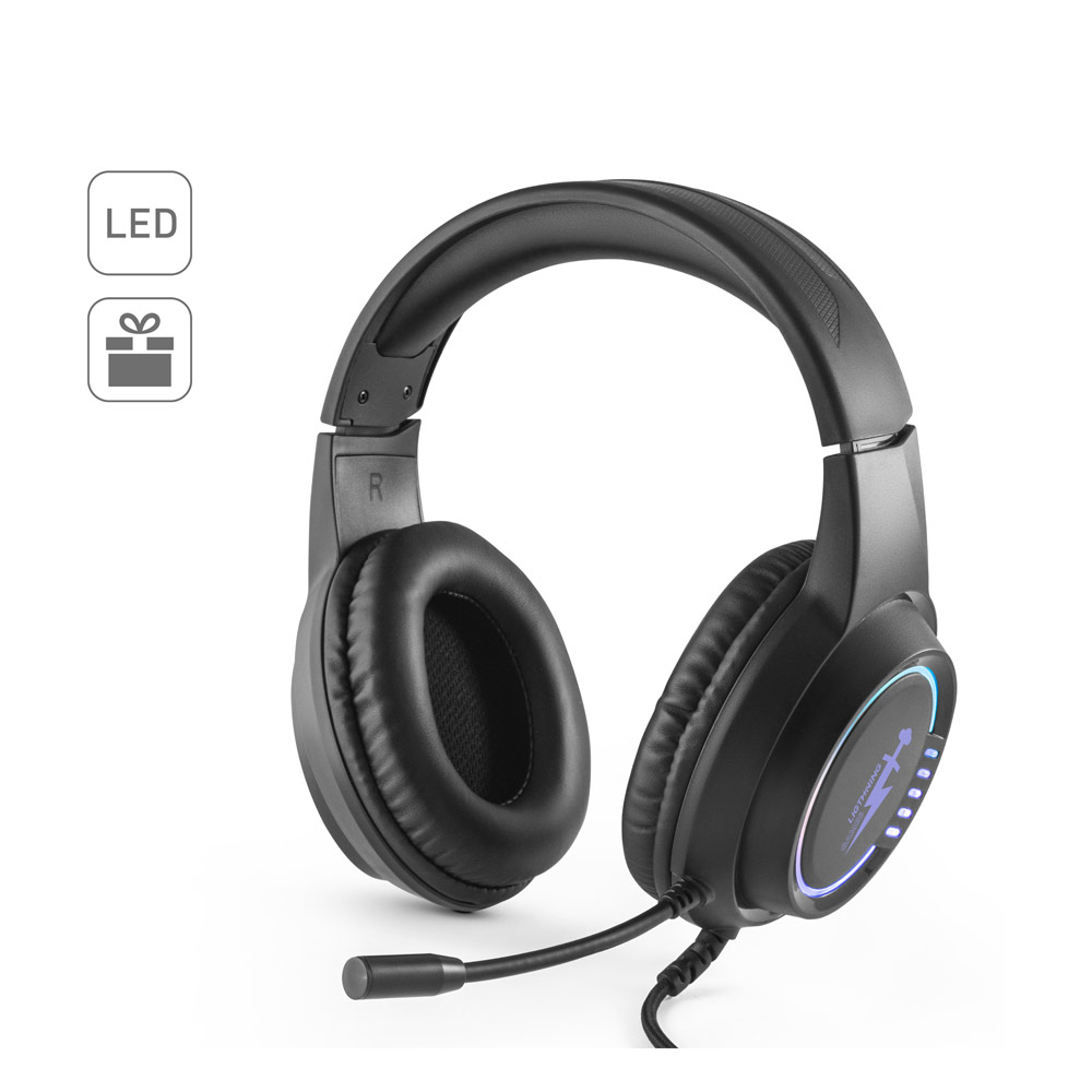 Thorne Headset RGB. ABS gaming headphones with cable, microphone and RGB LED lights