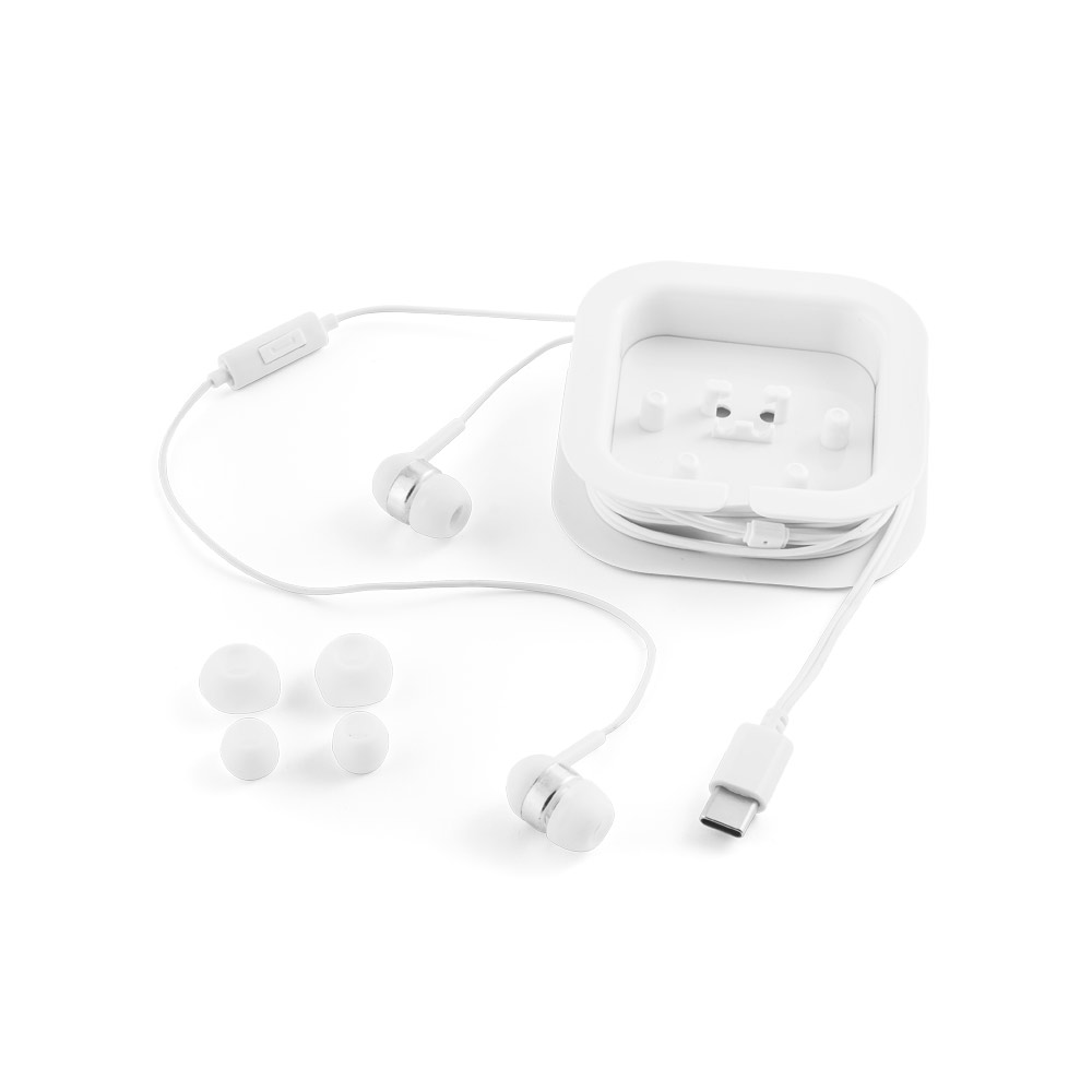 PRESLEY. Earphones with 1'2 metre USB-C cable and built-in ABS microphone