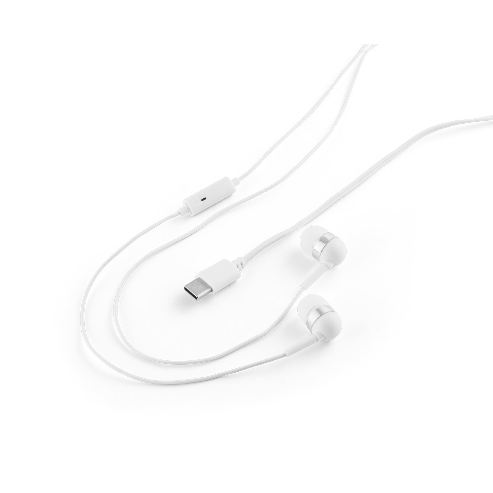 PRESLEY. Earphones with 1'2 metre USB-C cable and built-in ABS microphone