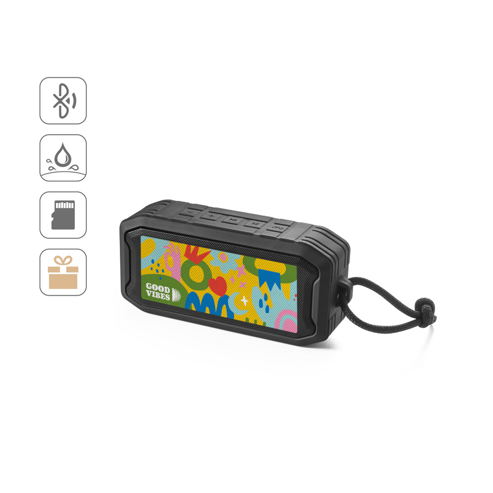 SHEERAN. Portable 10W speaker with IPX7 and 9h battery life on 100% recycled ABS