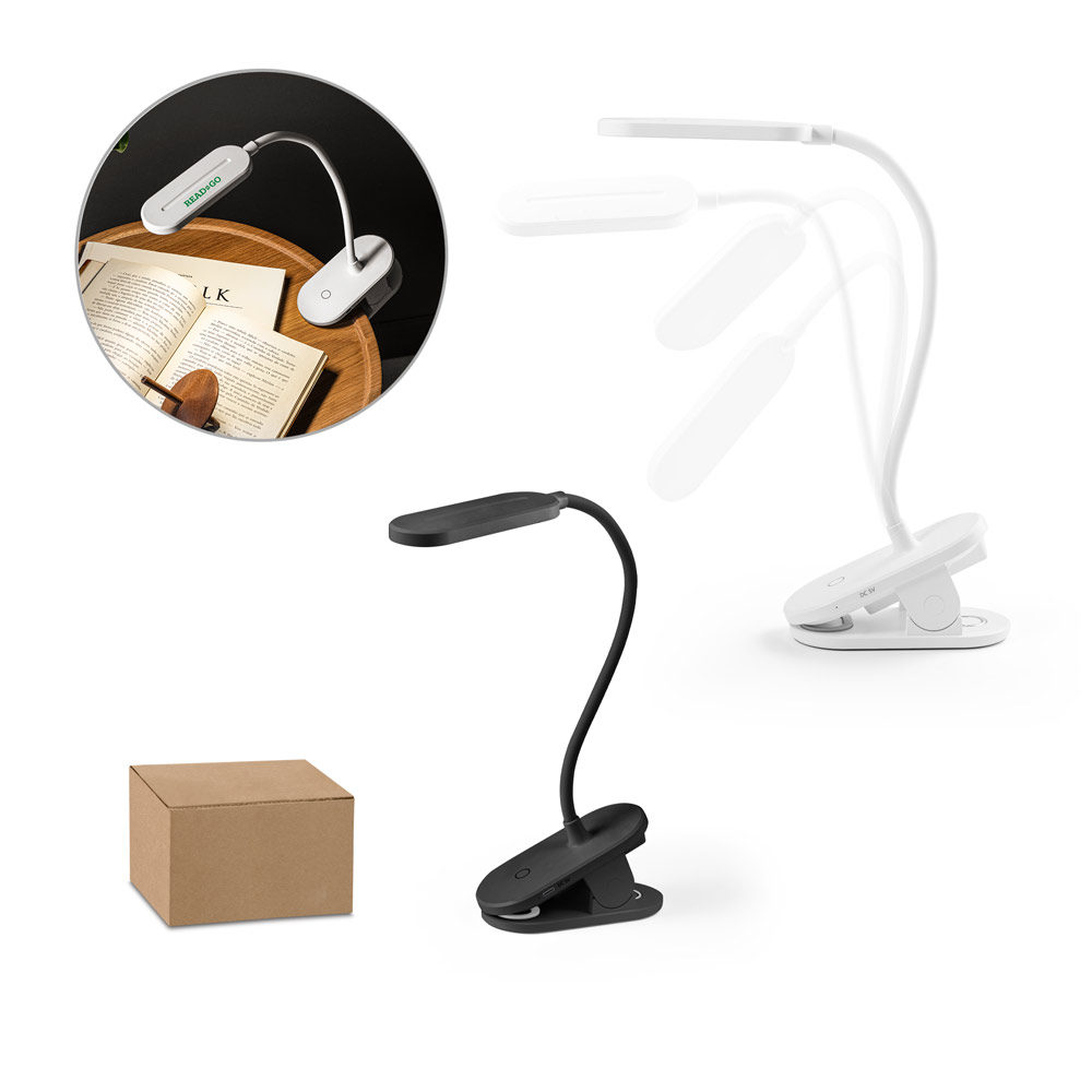 NESBIT II. Portable desk lamp with clip and 30h autonomy at 65% rABS