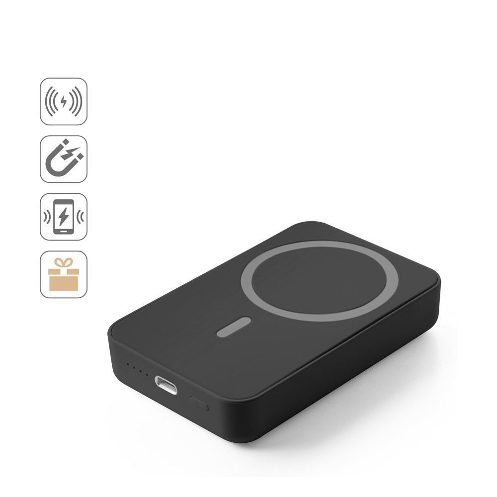 AMPERE 10. 10.000 mAh magnetic power bank with 15W superfast wireless charger in recycled ABS (100% rABS)