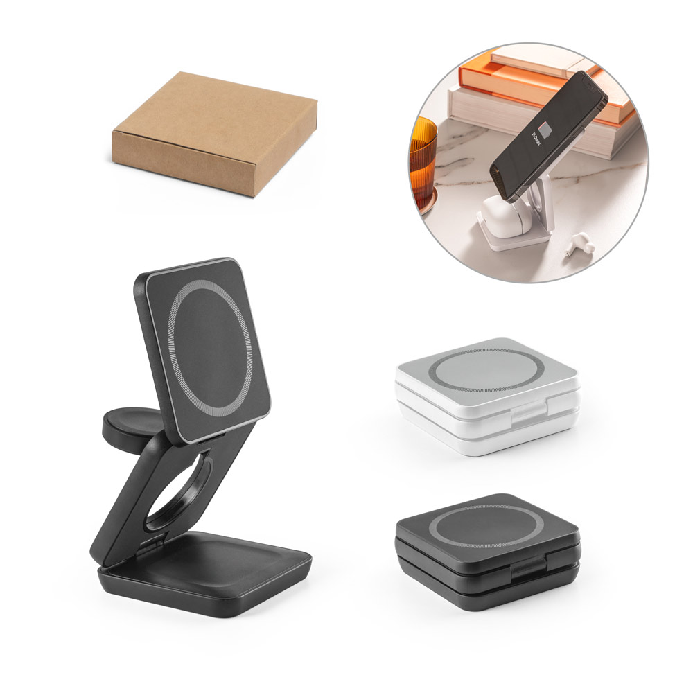 BROGLIE. Super fast 15W 4-in-1 magnetic wireless charger in recycled ABS (100% rABS)