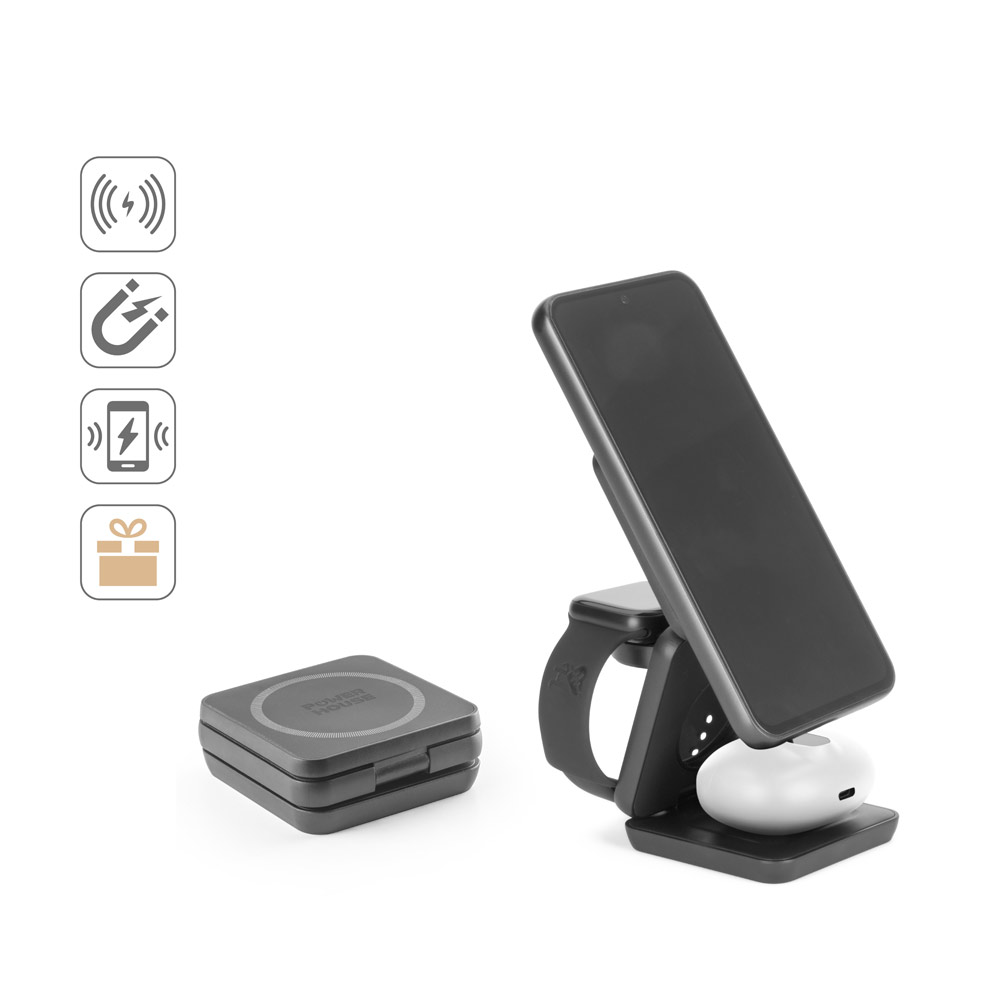 BROGLIE. Super fast 15W 4-in-1 magnetic wireless charger in recycled ABS (100% rABS)